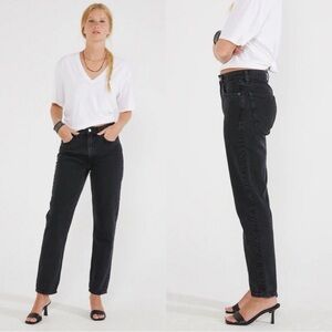 ETICA Finn Slim Straight High Rise Black Denim Jeans Pants Sz 24